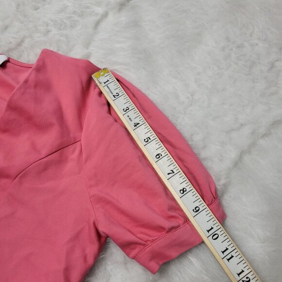 L'Academie Calypso Coral Pink Short Sleeve Violet Button Down Mini Dress Small - Picture 11 of 15